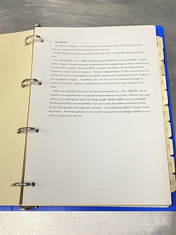 Shimadzu CR501 Chromatopac / Basic Applied Prog-Users Guide / Instruction Manual