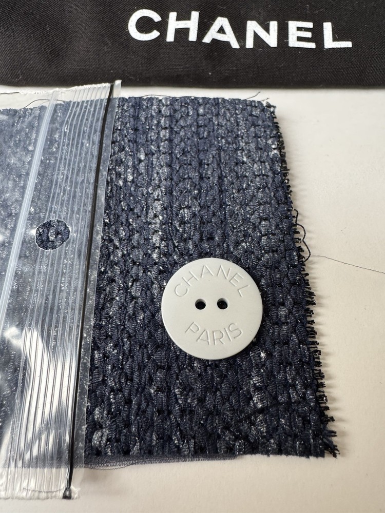 CHANEL Button & Fabric Swatch, MB247 Blue/Silver, Authentic from Boutique