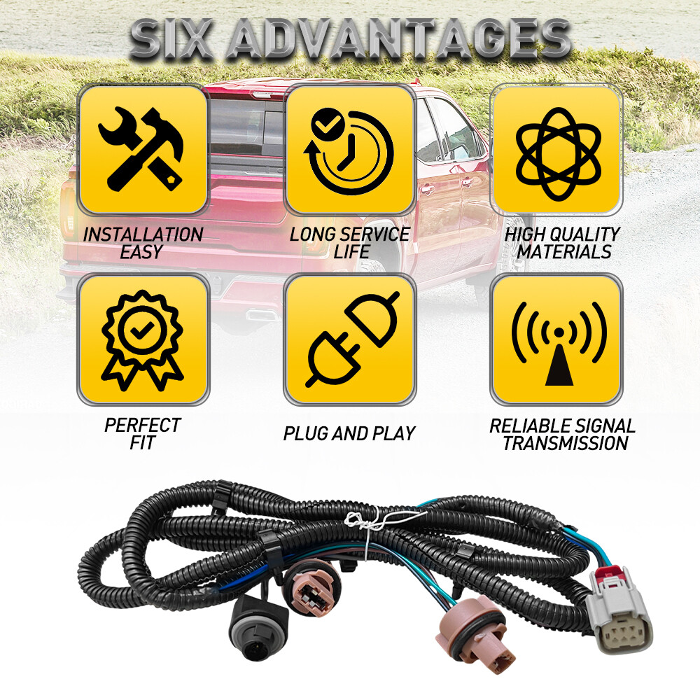 Right Tail Light Socket Wiring Harness For 16-19 Chevy Silverado GMC 1500 2500HD