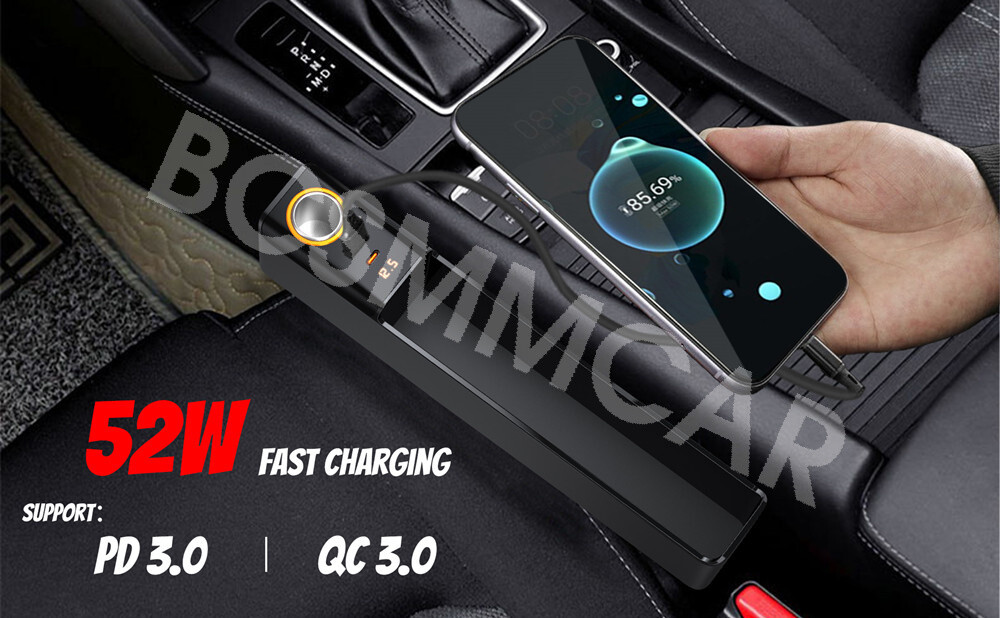 Car Storage Box Organizer Rechargeable Phone Charger Cigarette Lighter Socket