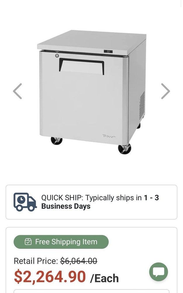 Turbo Air Under Counter Freezer