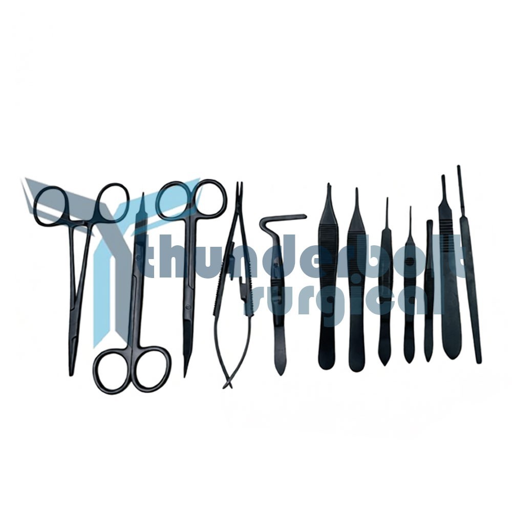 Blepharoplasty Instruments Set - Black | Plastic & Eye Surgery Kit with Box