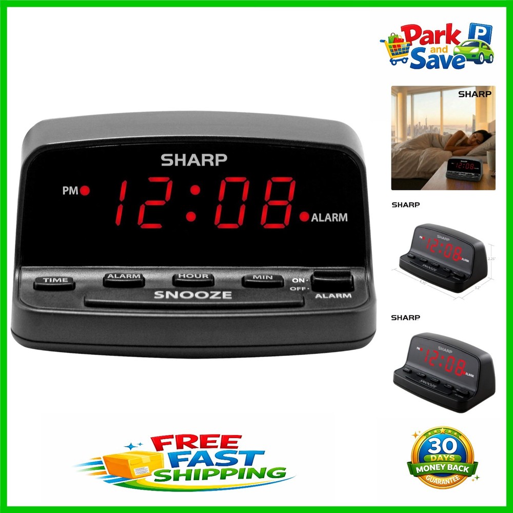 Digital Alarm Clock with Easy Keyboard Controls & Snooze Function – Black