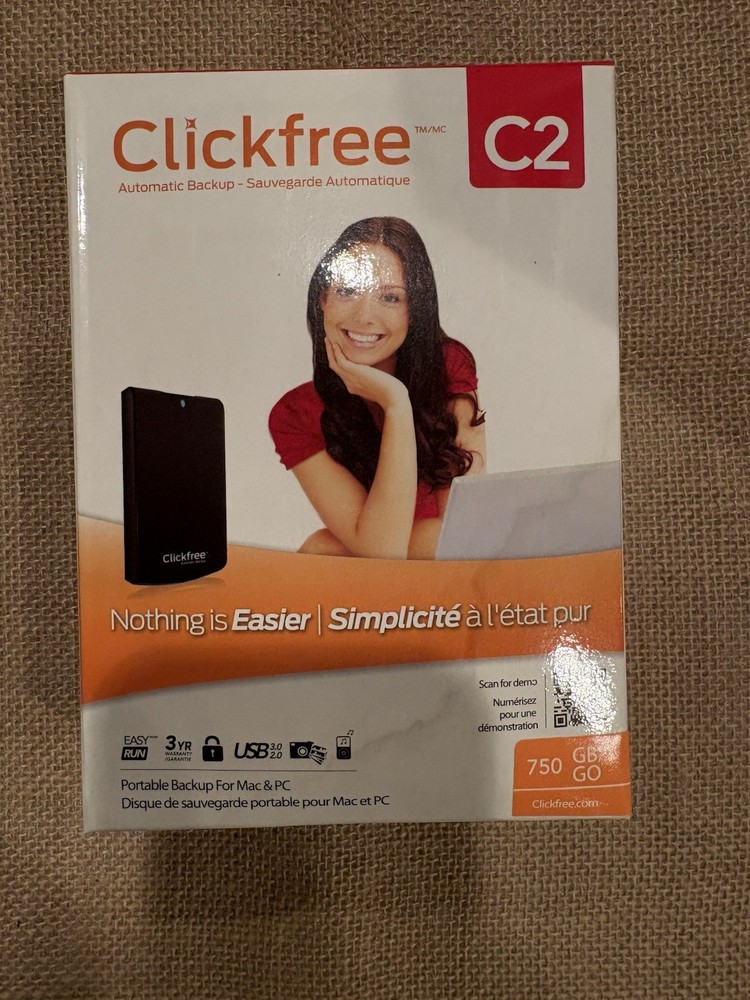 Clickfree Automatic Backup C2 750GB Portable Backup for Mac & PC  New