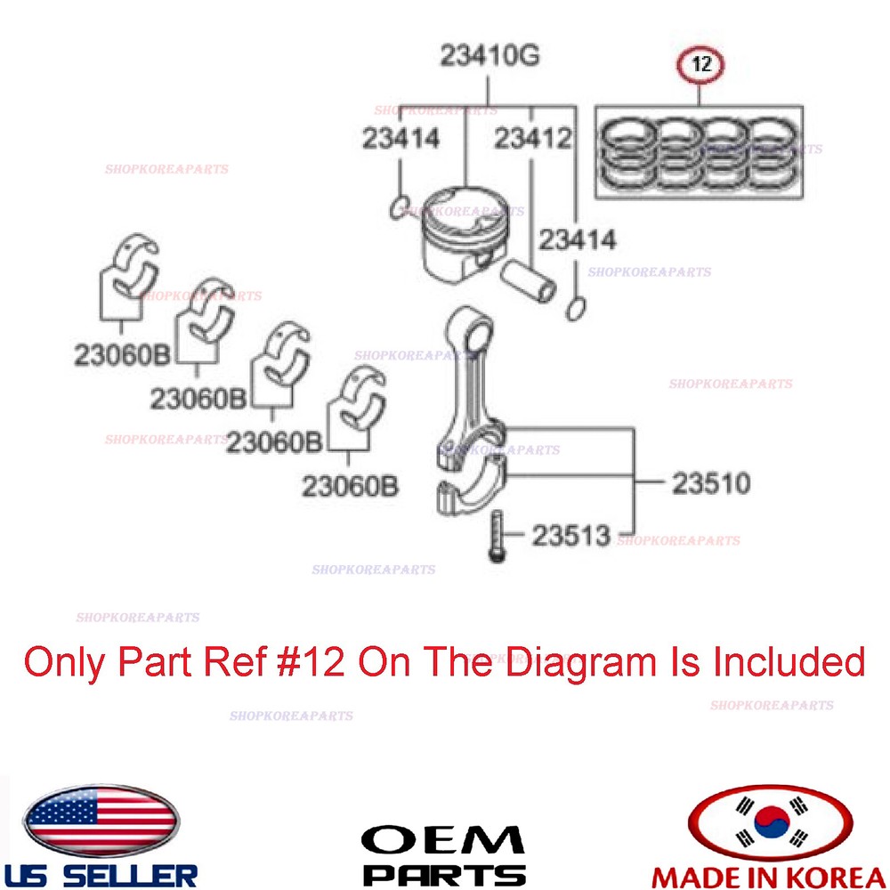 Genuine Engine Piston Ring Set Size STD ⭐OEM HYUNDAI KIA 2.0L *See compatibility
