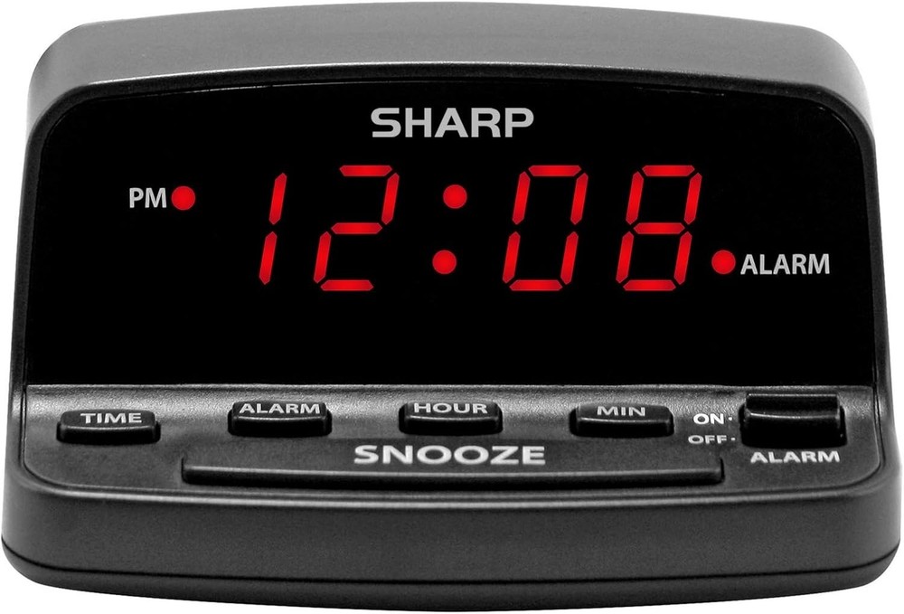 Digital Alarm Clock with Easy Keyboard Controls & Snooze Function – Black