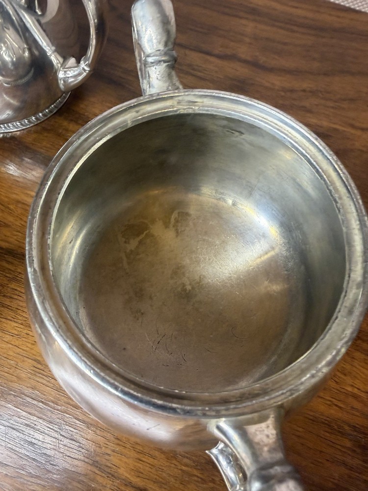 Rare 1951 Reed & Barton Silverplate 3150 Stackable Sugar & Waste Bowl Set