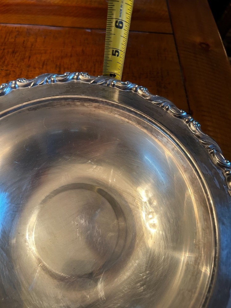 Antique Silver Plate Footed Serving Bowl Unmarked