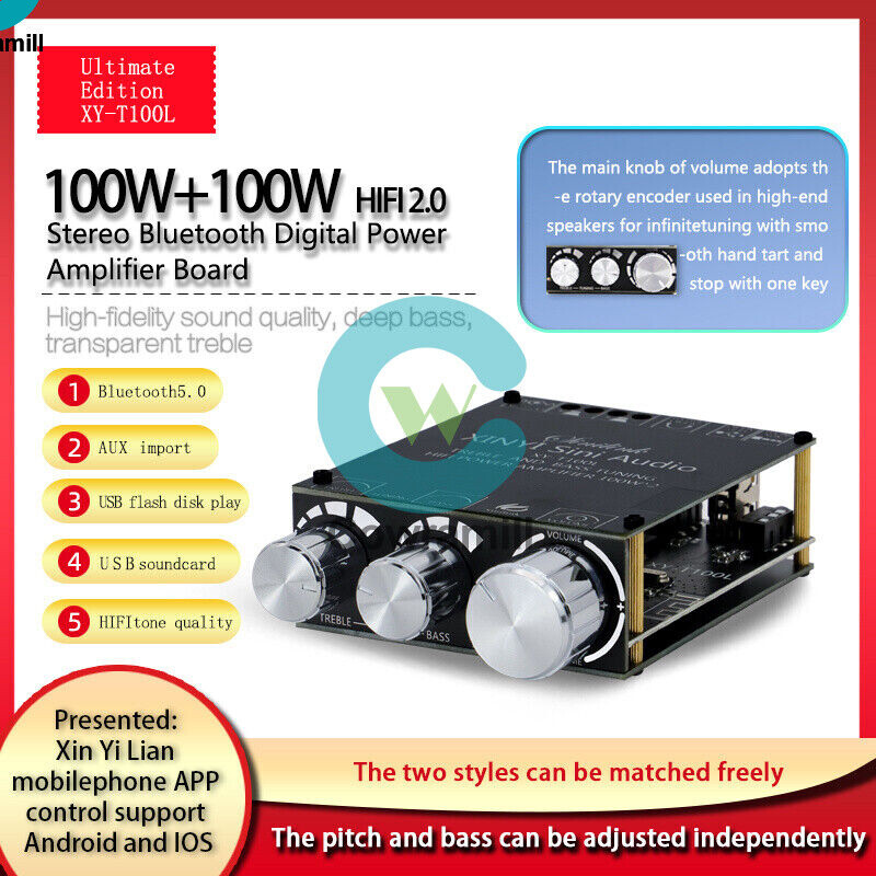 T100L Bluetooth 5.0 Subwoofer Amplifier Board Digital Audio Player MP3 Decoder