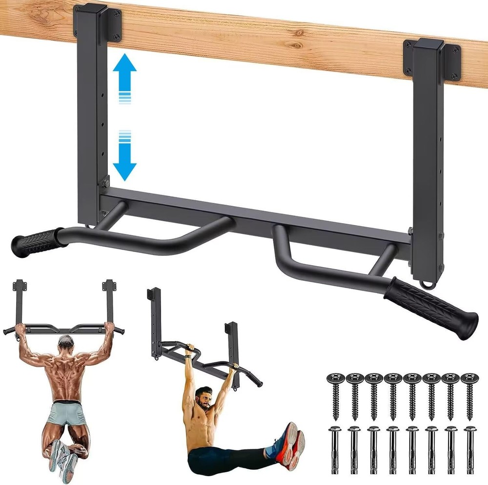 32" Ceiling Mounted Pull Up Bar Heavy Duty Highly Adjustable Multifunctional