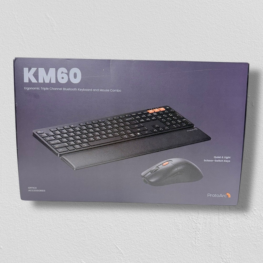 ProtoArc Wireless Keyboard and Mouse, KM60 Full-Size Bluetooth Keyboard Mouse
