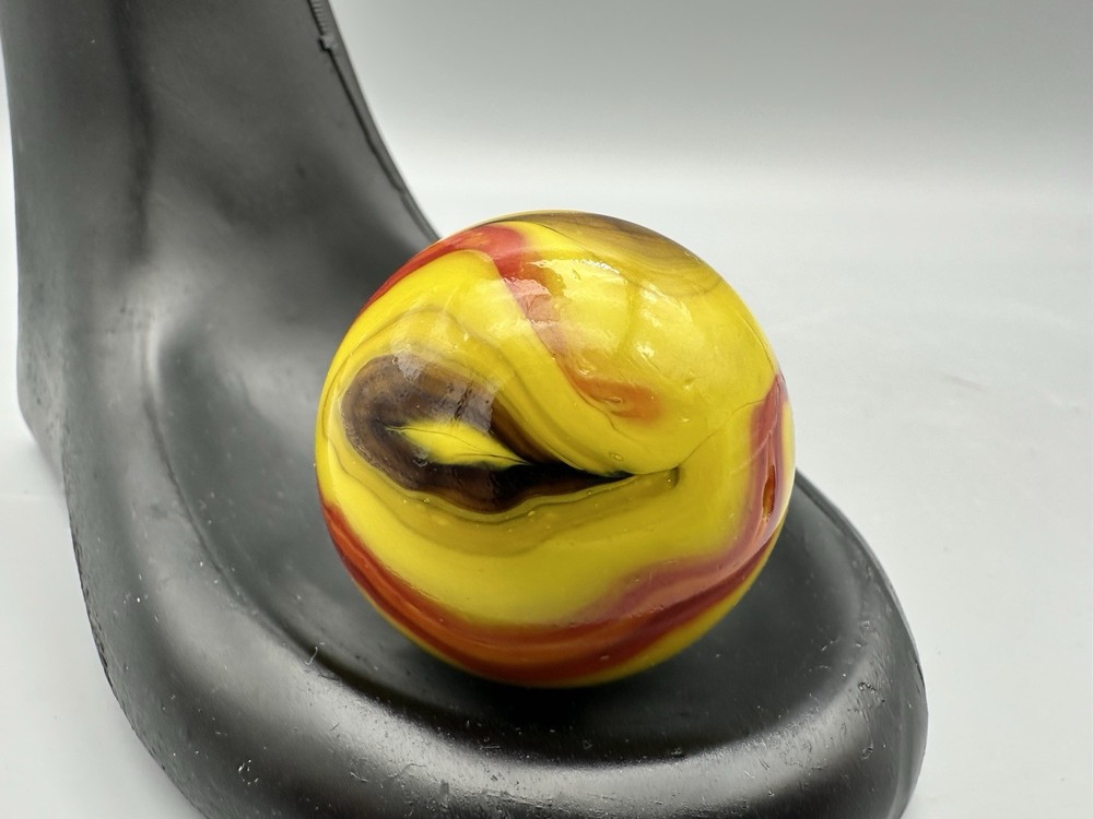 Large Handmade 1.5" Marble Red Yellow Black