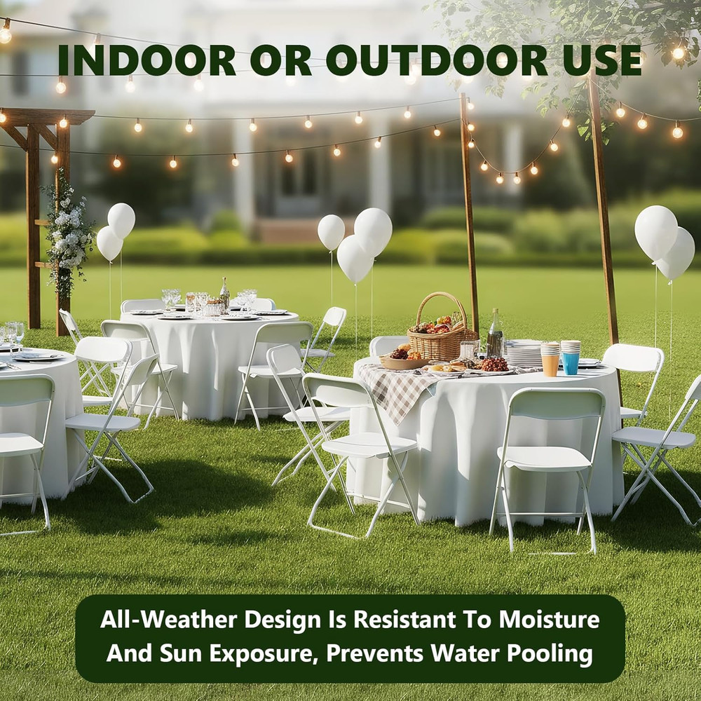 Folding Chairs 4 Pack, Plastic Folding Chairs for Outside, Heavy Duty Foldable C