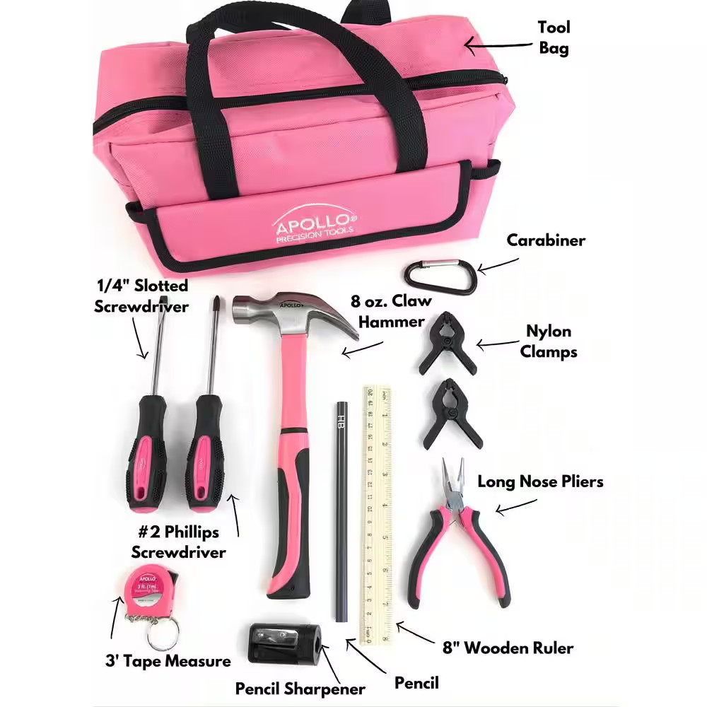 My First Tool Kit in Pink (14-Piece)