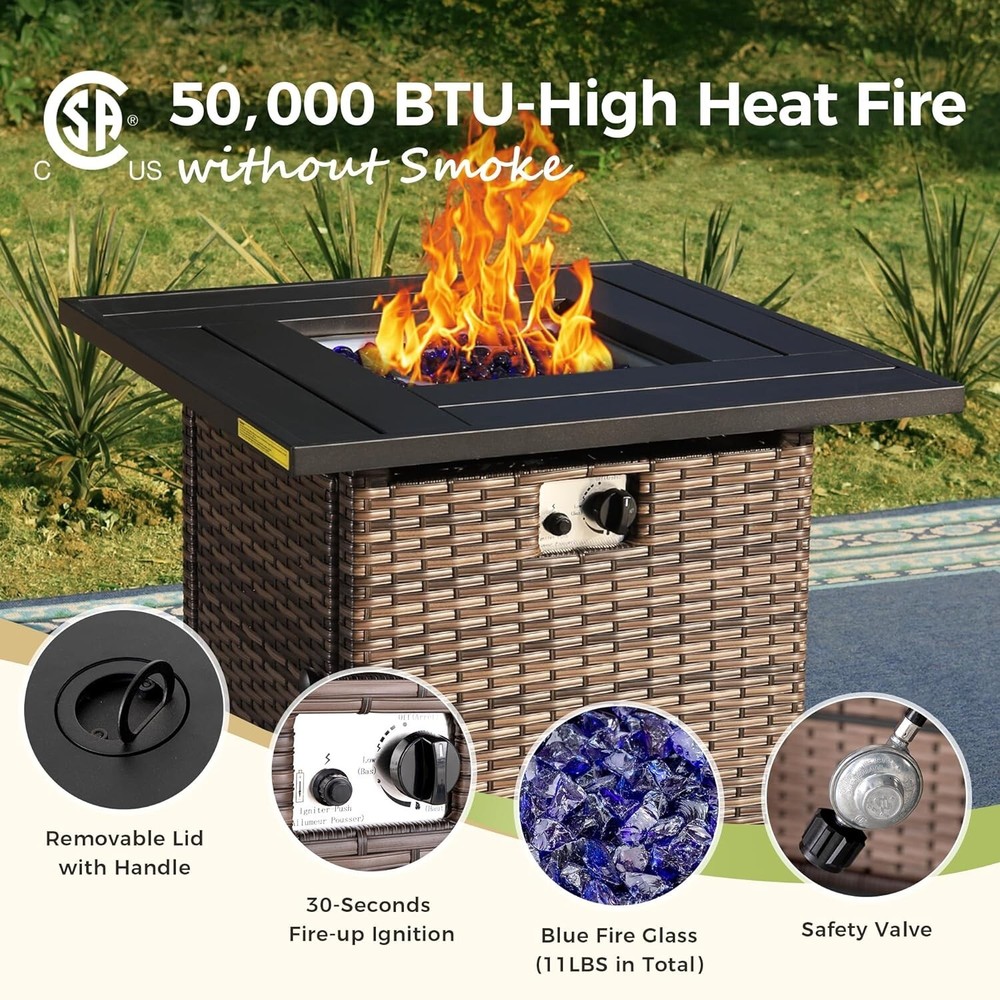 Heater Fire Gas Table Fireplace Propane Fire Pit Set Outdoor Conversation Set