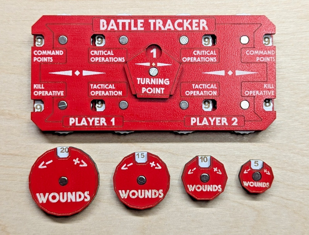 Kill Team Battle Tracker & Wound Counters Warhammer 40k Tabletop Set G Red