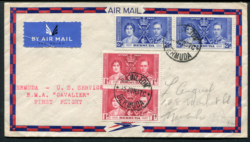 BERMUDA (23602): FIRST FLIGHT COVER/cancels/Coronation 1937