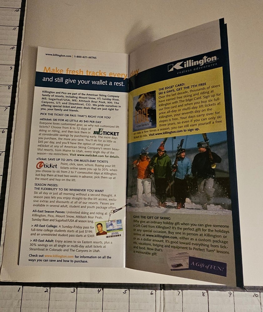 2003/04 KILLINGTON SKI AREA BROCHURE. MINT. See Description