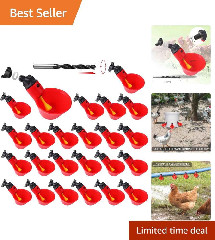 12Pack Automatic Chicken Waterer Cups - Hassle-Free Bird Hydration Solution
