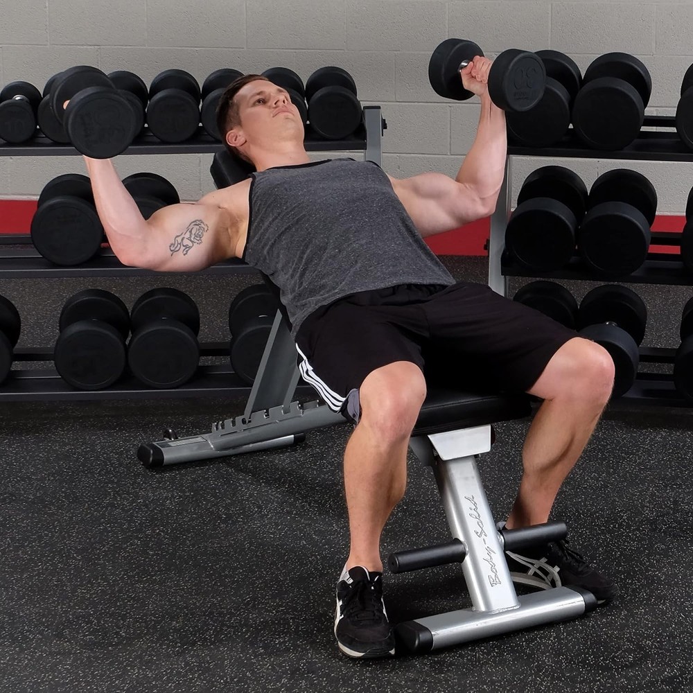 Body-Solid Premium Rubber-Coated Cast Iron Dumbbells with Solid Steel Handles