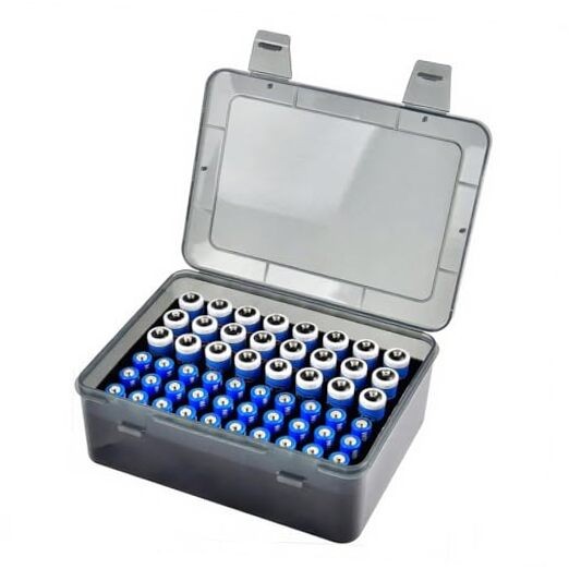 Battery Organizer, Portable Battery Box with Buffer Sponge, Heavy Dark Gray