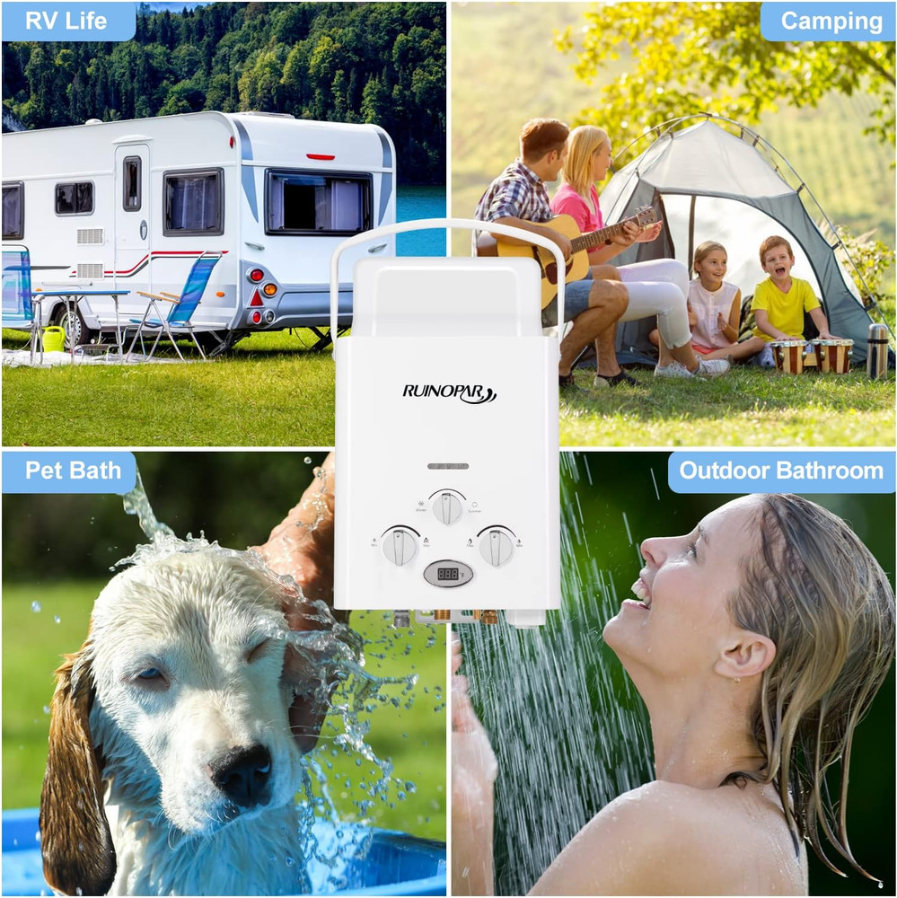Portable Water Heater Propane Tankless - 6L 1.58GPM RV on Demand Hot Gas Outdoor