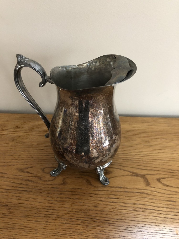 Vintage Leonard Silver Plate Footed Water Pitcher with Ice Lip