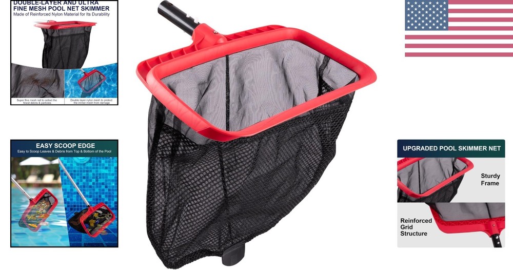 Upgraded Pool Skimmer Net - Double-Layer, Reinforced Frame for Easy Cleaning