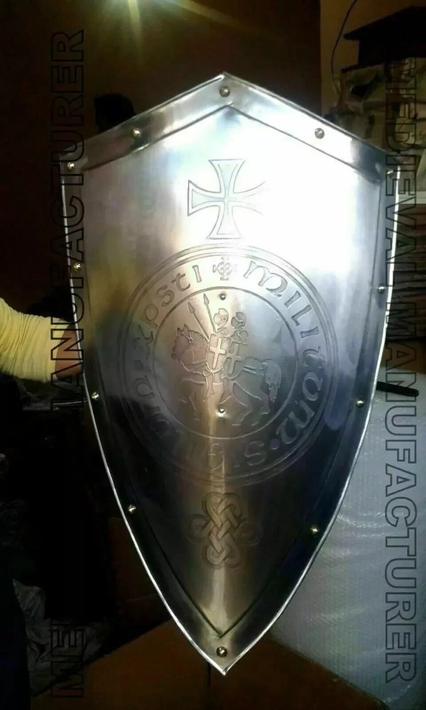 Medieval Knight Shield Battle Ready Templar Armor Costume Reenactment Shield