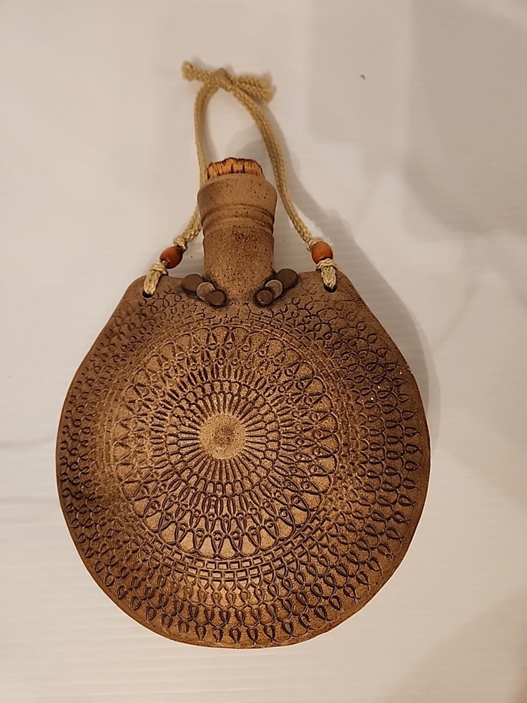 Handmade Fired Ceramic Canteen Decorative Inside Glazed Marked