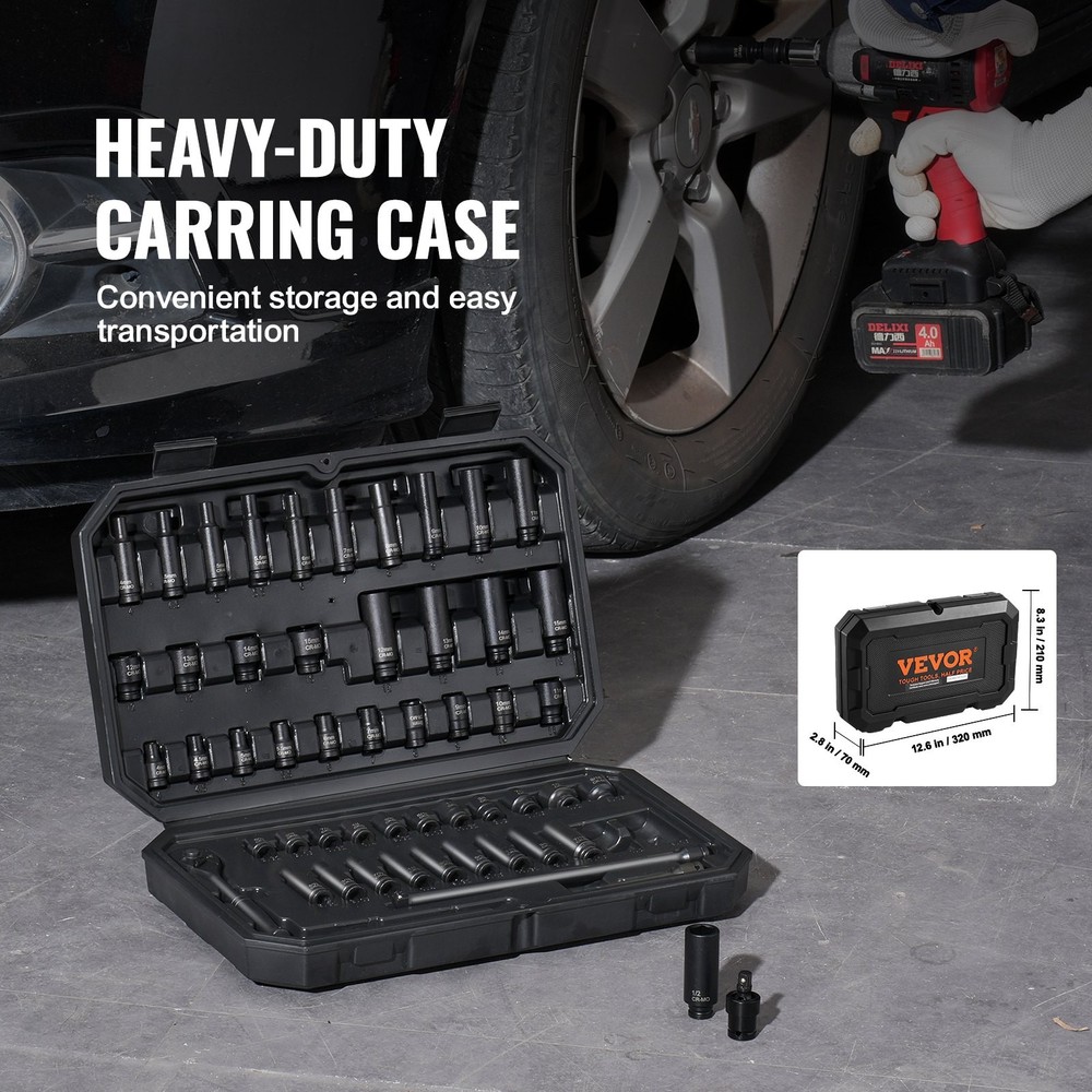 HOT/ Drive Impact Socket Set 1/4" - 55 Piece Deep&Shallow Socket Set SAE 5/32"-