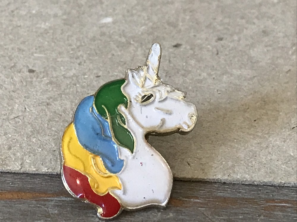 Unicorn Head Enamel Rainbow Multi-Colored tack back pin (C)