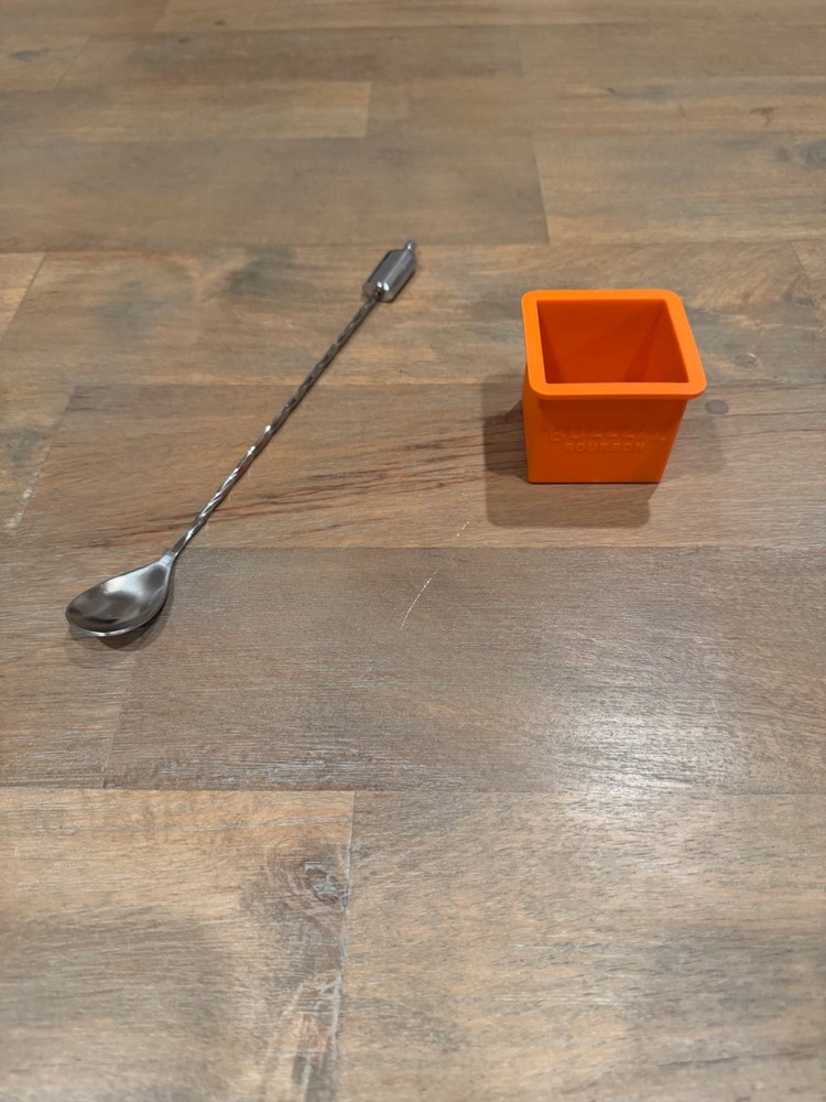 Bulleit Frontier Whiskey Orange Ice Mold Cocktail Spoon