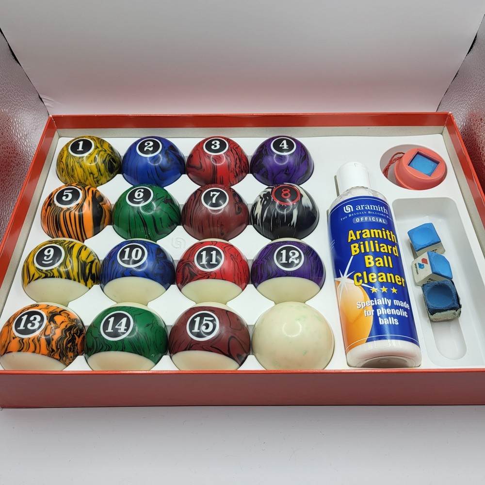 Complete Pool Ball Set 2-1/4” Marblized Design with Accessories