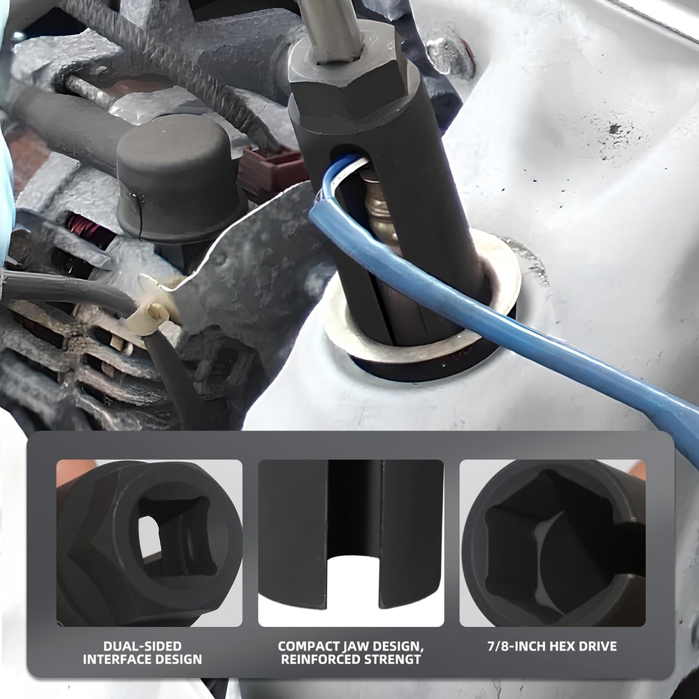 Oxygen Sensor Socket, 7/8” (22mm) O2 Removal Tool 1/2-7/8, One Pcs