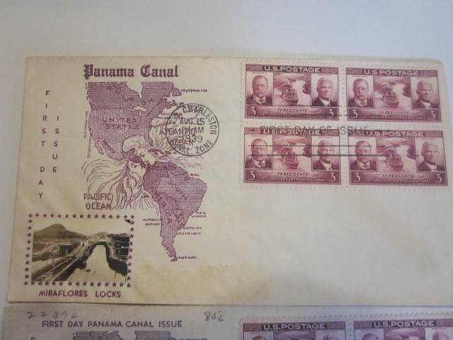 2 DIFF US COVER PANAMA CANAL FDC SCOTT 856 CROSBY MAP CACHETS W/DIFF PICTURES