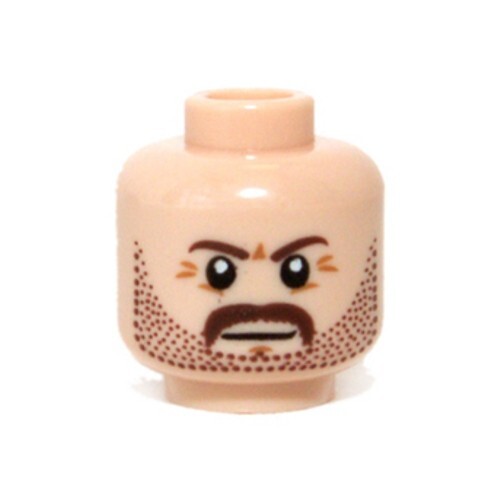 LEGO - Minifig, Head Beard Stubble, Moustache, Brown Eyebrows Pattern