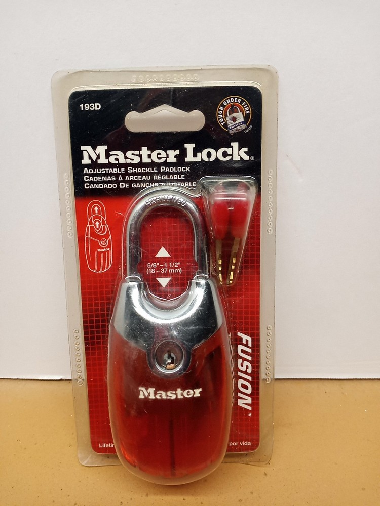 Master Lock Fusion Adjustable Shackle Padlock 193D Red