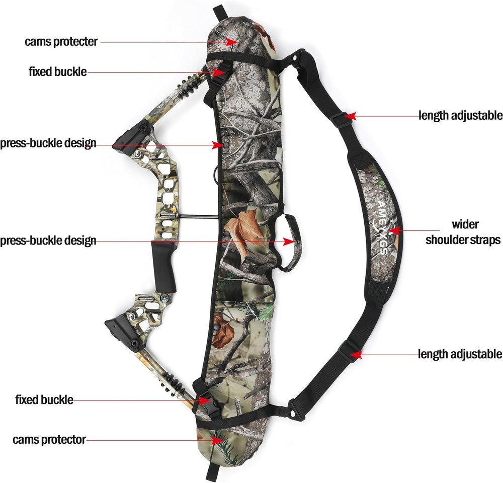 ZSHJGJR Archery Compound Bow Sling String Protector Cams Case Carrying Shoulder
