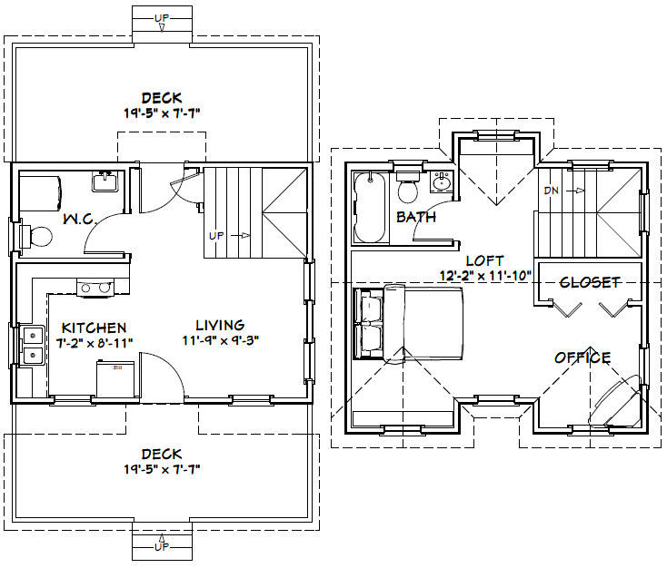 20x16 Tiny House -- PDF Floor Plan -- 616 sq ft -- Model 10