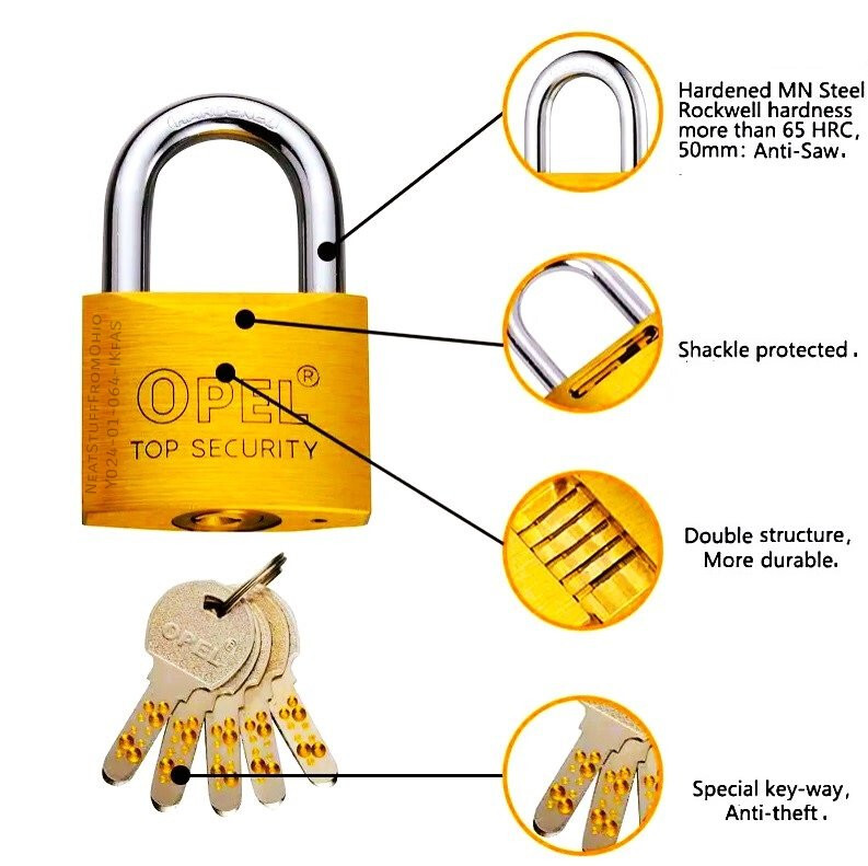 PADLOCK, DIMPLE KEYS (5), DIFFICULT TO DUPLICATE, HIGH-SECURITY, 70MM MEGA-SIZE