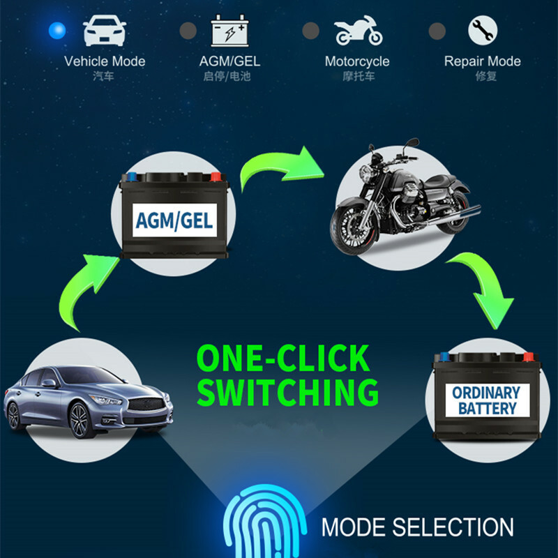 Automatic LCD Display Fast Charging Motorcycle Battery Charger Maintainer Tool