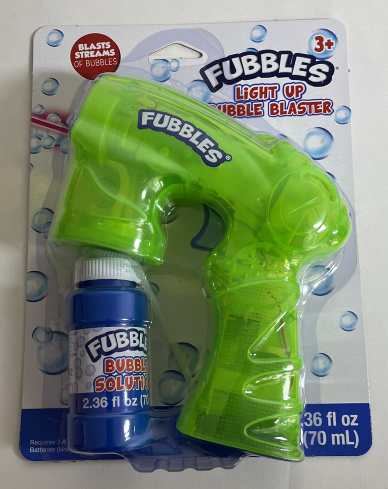 Fubbles Light Up Bubble Blaster & Solution-Neon Green-Ages 3+ NEW