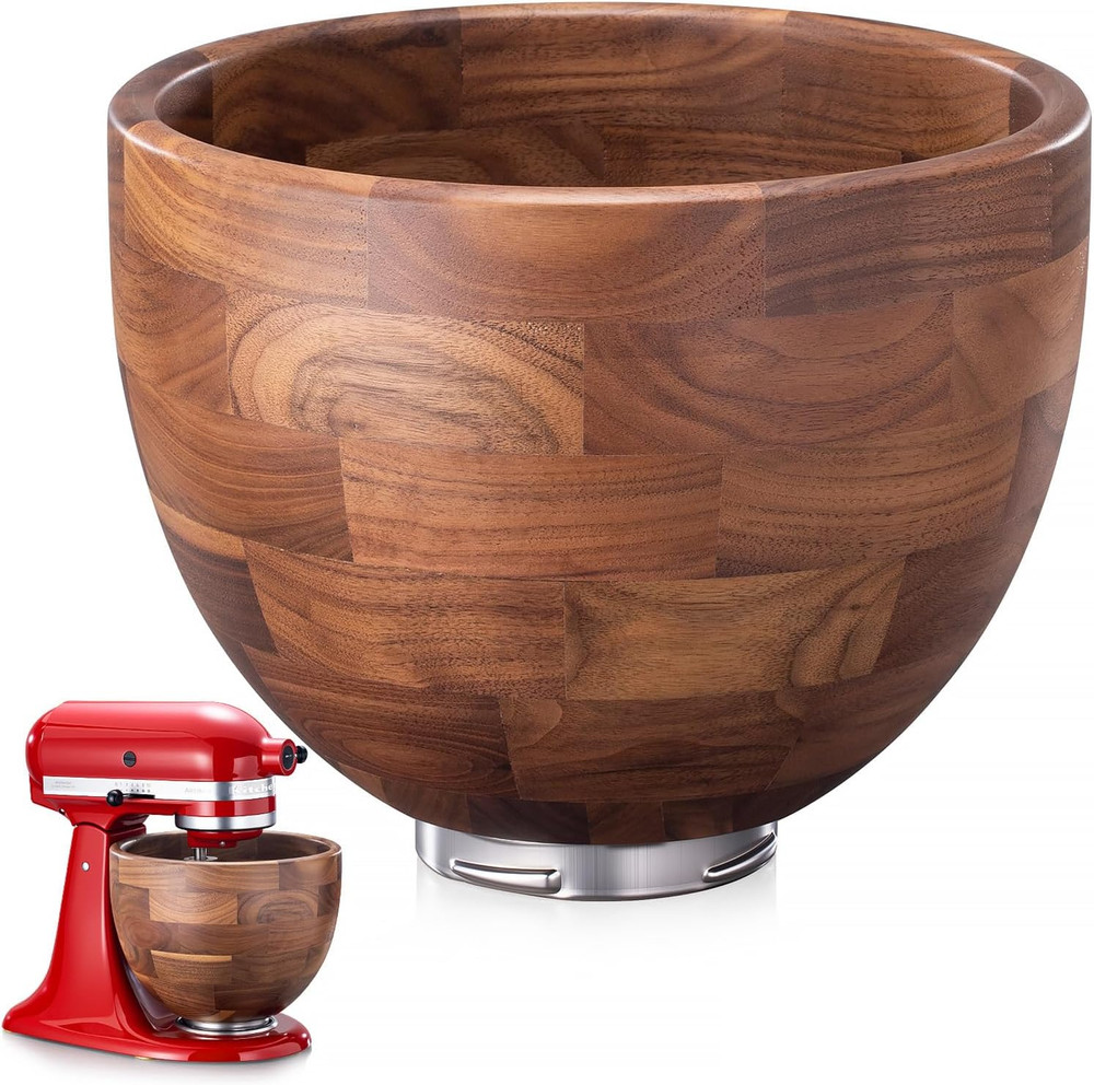 North American Solid Walnut Wood Mixing Bowl for Kitchenaid Mixer - Handcrafted