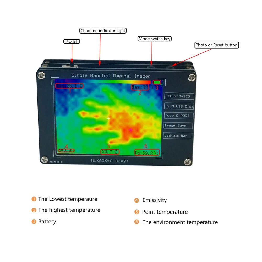 Upgraded MLX90640 Infrared Thermal Imager Portable Sensor...