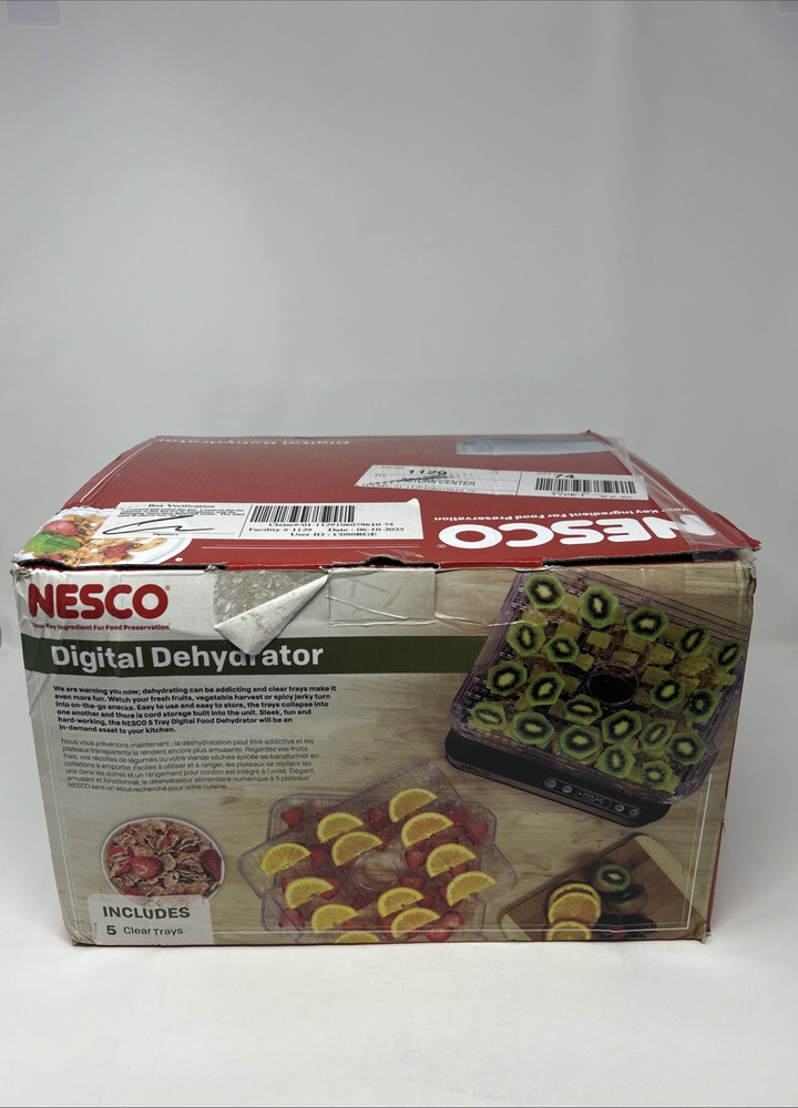 NESCO FD-5TC 5 Clear Tray Rectangular Dehydrator with Digital Timer