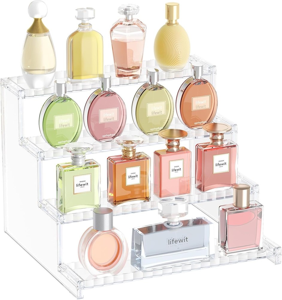 Lifewit 4 Tier Clear Display Riser Stand with Decorative Secure Fences,