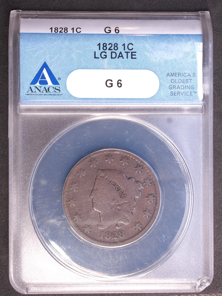 1828 Coronet Head Large Cent US mint copper coin 1c