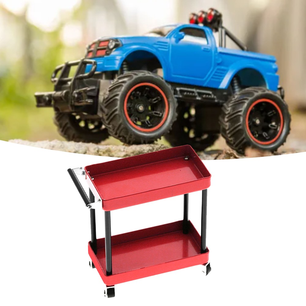 (Red)Service Tool Cart | 2-Tier Tools Storage Trolley | Mobile Workshop