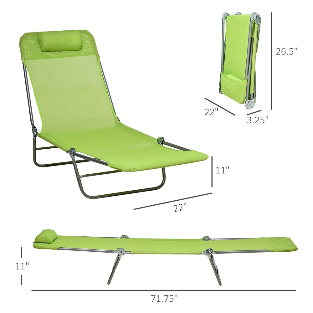 Spacious Reclining Chair Set, 2-Pack, Mesh Seat, Foldable, Yard Use, Green